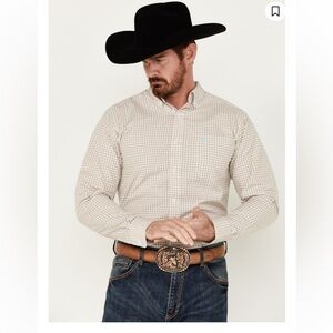 Ariat Men's Pro Series Victory Shirt Ivory Plaid Button Down Shirt 311132 NWT